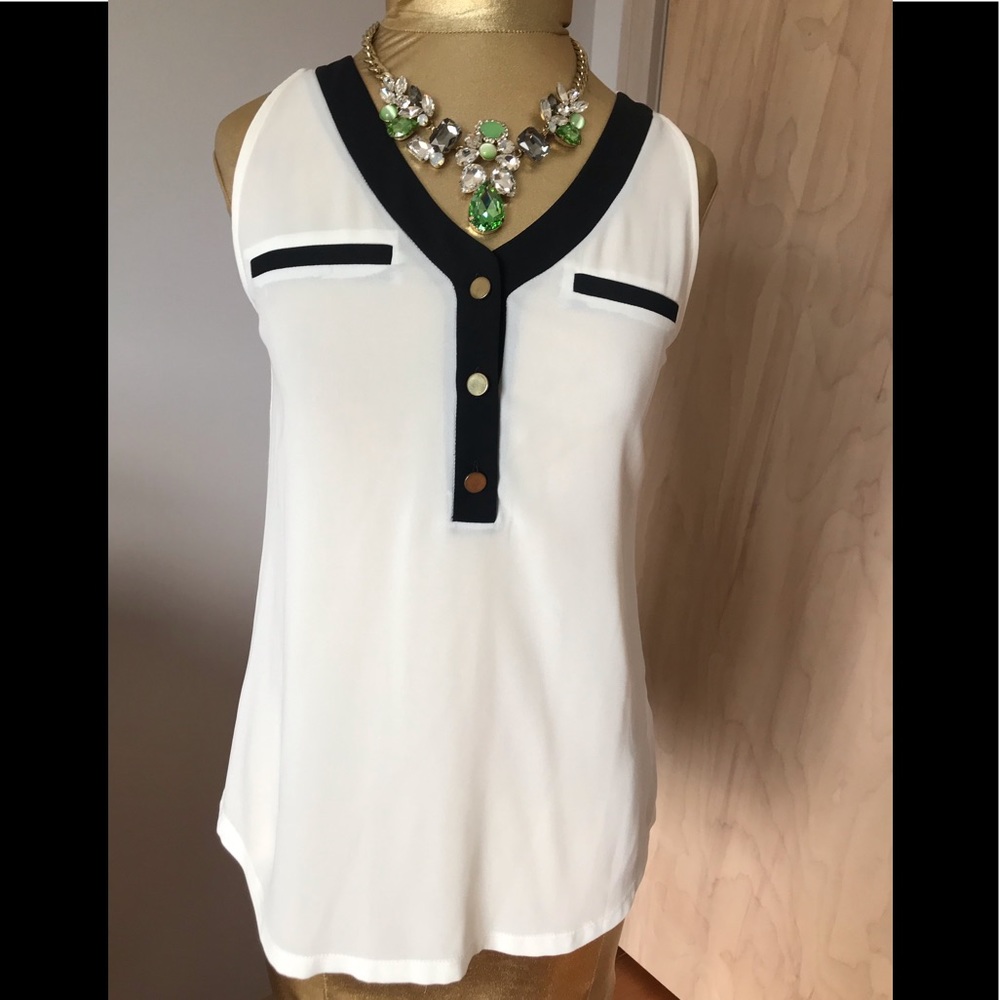 Express Button black/white Tank